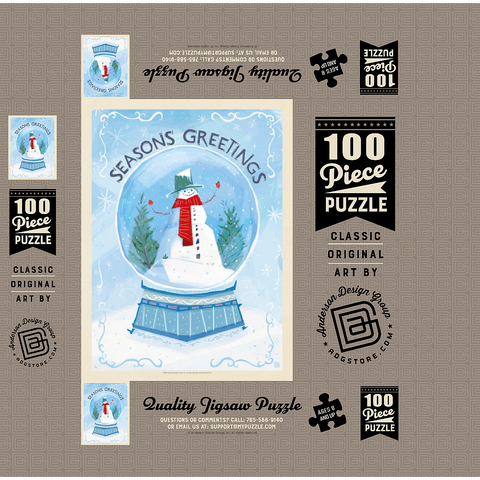 Season's Greetings Snowman in Winter Snow Globe 100 Jigsaw Puzzle box 3D Modell