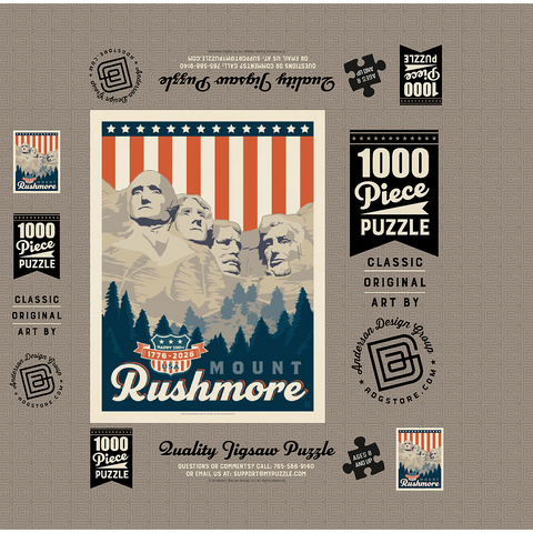 250th Anniversary USA: Mount Rushmore 1000 Jigsaw Puzzle box 3D Modell