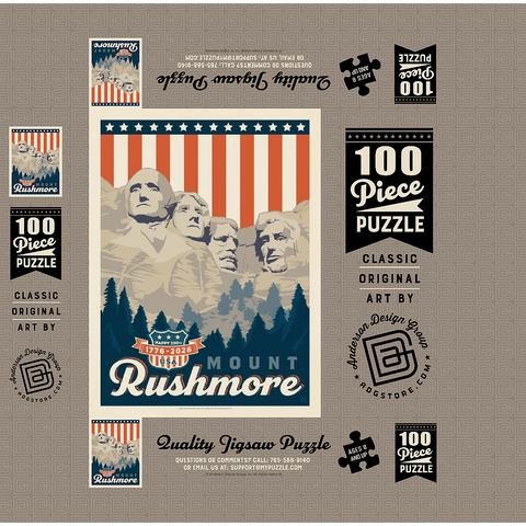 250th Anniversary USA: Mount Rushmore 100 Jigsaw Puzzle box 3D Modell