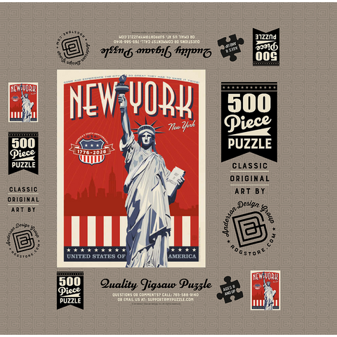 250th Anniversary USA: Lady Liberty 500 Jigsaw Puzzle box 3D Modell