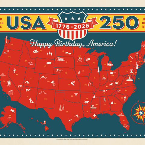 250th Anniversary USA: Commemorative Map 100 Jigsaw Puzzle 3D Modell