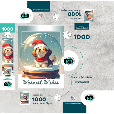 Santa's Little Helper, Puppy 1000 Jigsaw Puzzle box 3D Modell