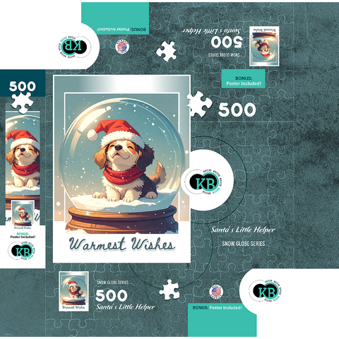 Santa's Little Helper, Puppy 500 Jigsaw Puzzle box 3D Modell