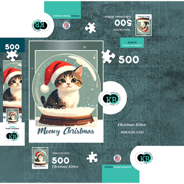 Christmas Kitten 500 Jigsaw Puzzle box 3D Modell