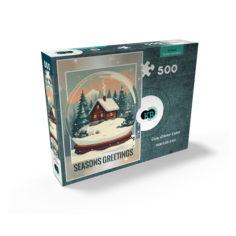 Cozy Winter Cabin, Christmas Snow Globe 500 Jigsaw Puzzle box view2