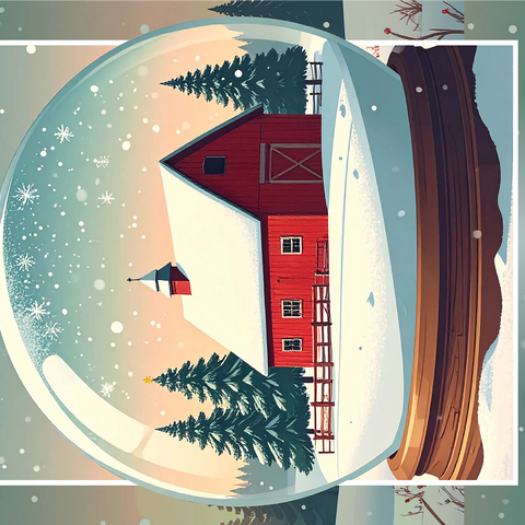 Red Barn in the Winter 1000 Jigsaw Puzzle 3D Modell