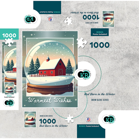 Red Barn in the Winter 1000 Jigsaw Puzzle box 3D Modell