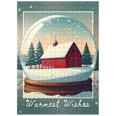 puzzleplate Red Barn in the Winter 500 Jigsaw Puzzle