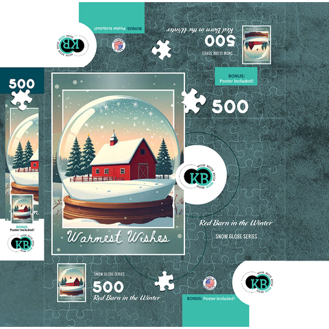 Red Barn in the Winter 500 Jigsaw Puzzle box 3D Modell