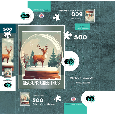 Winter Forest Reindeer 500 Jigsaw Puzzle box 3D Modell