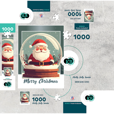 Holly Jolly Santa 1000 Jigsaw Puzzle box 3D Modell