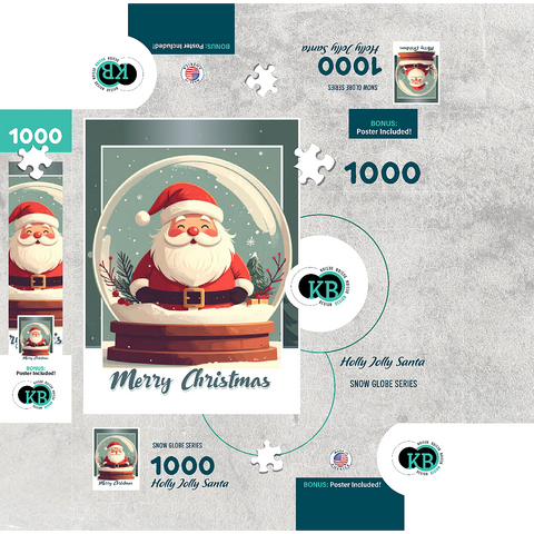 Holly Jolly Santa 1000 Jigsaw Puzzle box 3D Modell