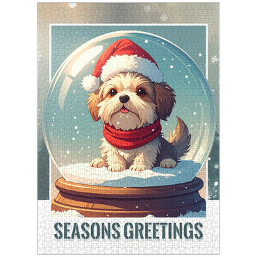 puzzleplate Fluffy Holiday Pup 1000 Jigsaw Puzzle