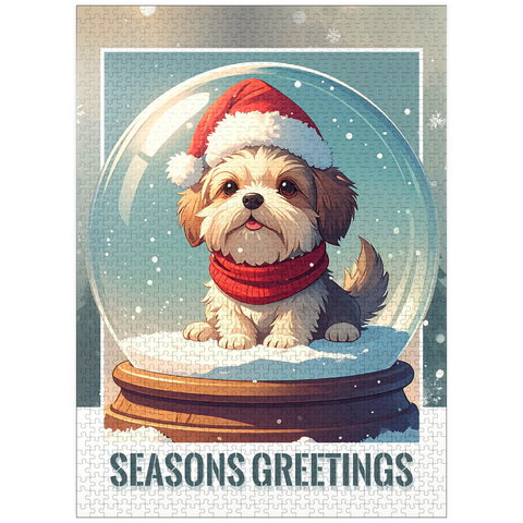 puzzleplate Fluffy Holiday Pup 1000 Jigsaw Puzzle