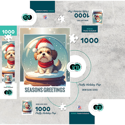 Fluffy Holiday Pup 1000 Jigsaw Puzzle box 3D Modell