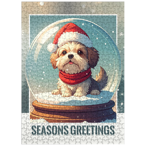 puzzleplate Fluffy Holiday Pup 500 Jigsaw Puzzle