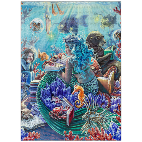 puzzleplate Undersea Library Reading Mermaid - Dakota Daetwiler 1000 Jigsaw Puzzle