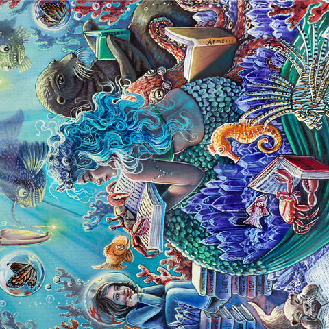 Undersea Library Reading Mermaid - Dakota Daetwiler 1000 Jigsaw Puzzle 3D Modell