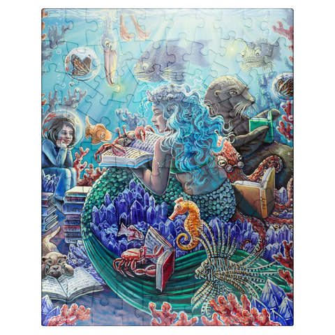 puzzleplate Undersea Library Reading Mermaid - Dakota Daetwiler 100 Jigsaw Puzzle