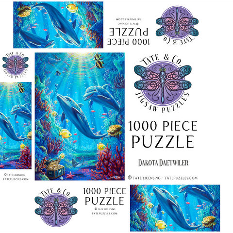 Under The Sea Dolphins Coral Reef - Dakota Daetwiler 1000 Jigsaw Puzzle box 3D Modell