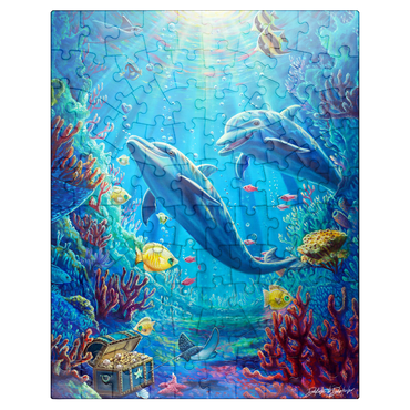 puzzleplate Under The Sea Dolphins Coral Reef - Dakota Daetwiler 100 Jigsaw Puzzle