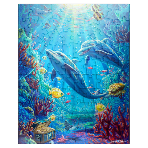 puzzleplate Under The Sea Dolphins Coral Reef - Dakota Daetwiler 100 Jigsaw Puzzle