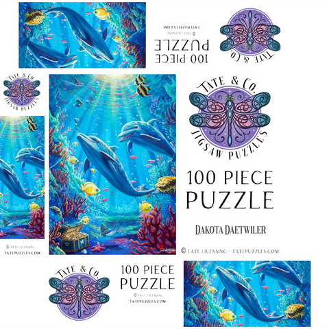 Under The Sea Dolphins Coral Reef - Dakota Daetwiler 100 Jigsaw Puzzle box 3D Modell