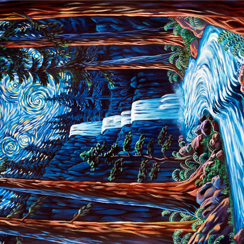 Redwood Starry Night Waterfall - Dakota Daetwiler 1000 Jigsaw Puzzle 3D Modell
