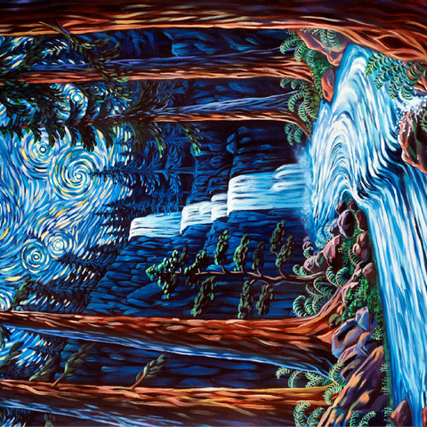 Redwood Starry Night Waterfall - Dakota Daetwiler 100 Jigsaw Puzzle 3D Modell