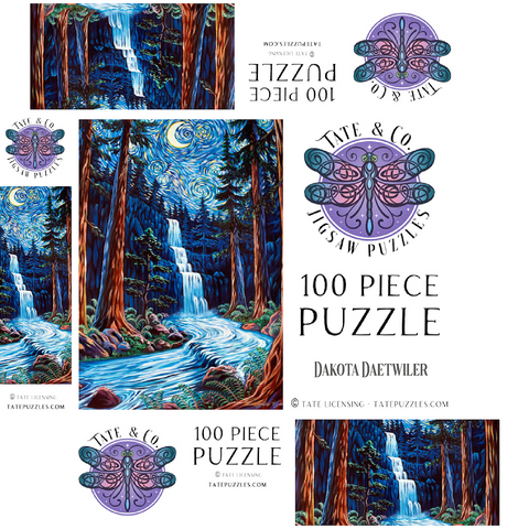 Redwood Starry Night Waterfall - Dakota Daetwiler 100 Jigsaw Puzzle box 3D Modell
