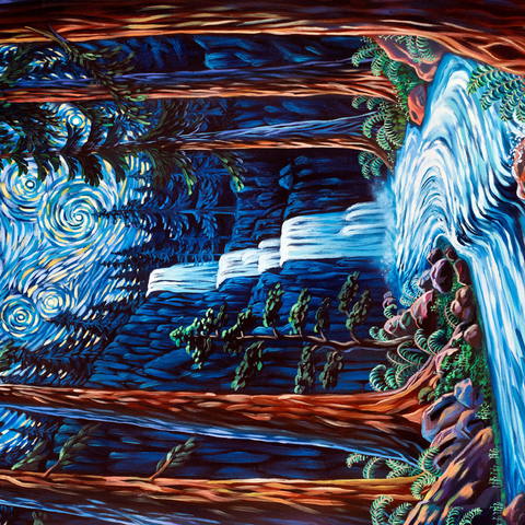 Redwood Starry Night Waterfall - Dakota Daetwiler 500 Jigsaw Puzzle 3D Modell