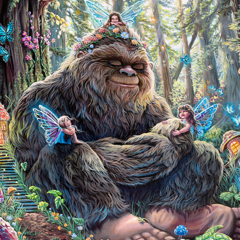 Peaceful Bigfoot Sasquatch with Fairies - Dakota Daetwiler 1000 Jigsaw Puzzle 3D Modell