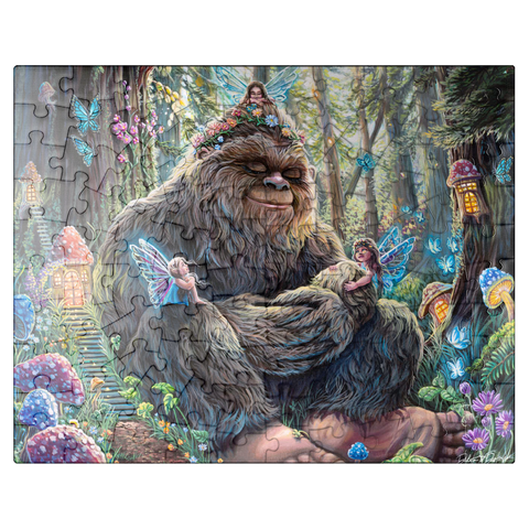 puzzleplate Peaceful Bigfoot Sasquatch with Fairies - Dakota Daetwiler 100 Jigsaw Puzzle