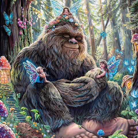 Peaceful Bigfoot Sasquatch with Fairies - Dakota Daetwiler 100 Jigsaw Puzzle 3D Modell