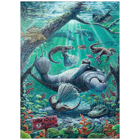 puzzleplate Lazy Day at the Otter Spa w/ Manatees - Dakota Daetwiler 1000 Jigsaw Puzzle