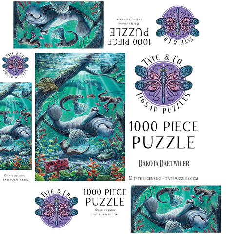 Lazy Day at the Otter Spa w/ Manatees - Dakota Daetwiler 1000 Jigsaw Puzzle box 3D Modell