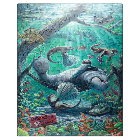 puzzleplate Lazy Day at the Otter Spa w/ Manatees - Dakota Daetwiler 100 Jigsaw Puzzle