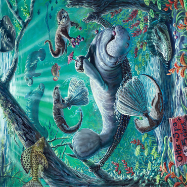 Lazy Day at the Otter Spa w/ Manatees - Dakota Daetwiler 100 Jigsaw Puzzle 3D Modell