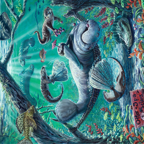 Lazy Day at the Otter Spa w/ Manatees - Dakota Daetwiler 100 Jigsaw Puzzle 3D Modell