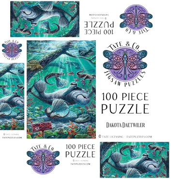 Lazy Day at the Otter Spa w/ Manatees - Dakota Daetwiler 100 Jigsaw Puzzle box 3D Modell