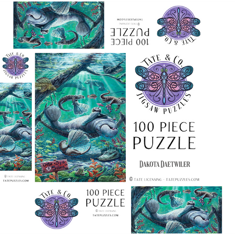 Lazy Day at the Otter Spa w/ Manatees - Dakota Daetwiler 100 Jigsaw Puzzle box 3D Modell