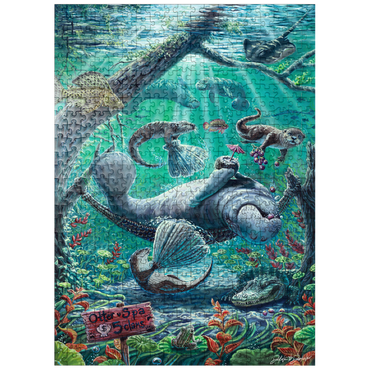puzzleplate Lazy Day at the Otter Spa w/ Manatees - Dakota Daetwiler 500 Jigsaw Puzzle