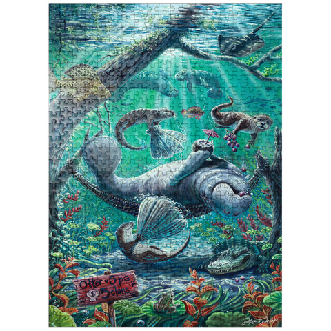 puzzleplate Lazy Day at the Otter Spa w/ Manatees - Dakota Daetwiler 500 Jigsaw Puzzle