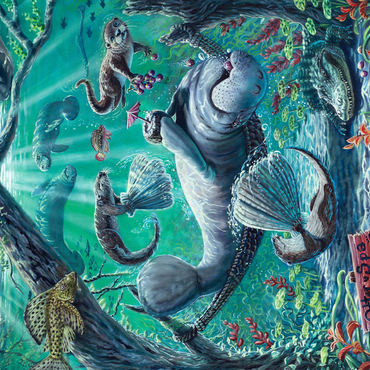 Lazy Day at the Otter Spa w/ Manatees - Dakota Daetwiler 500 Jigsaw Puzzle 3D Modell