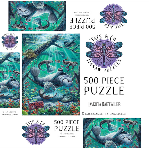 Lazy Day at the Otter Spa w/ Manatees - Dakota Daetwiler 500 Jigsaw Puzzle box 3D Modell