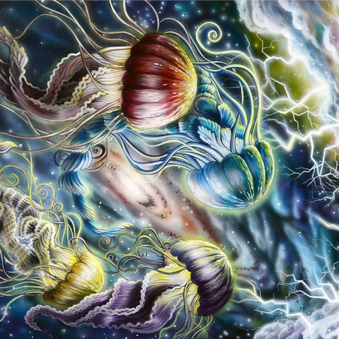 Jellyfish in Space Galaxy - Dakota Daetwiler 1000 Jigsaw Puzzle 3D Modell