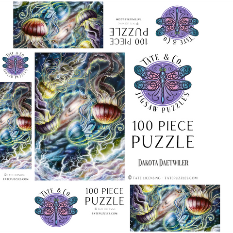 Jellyfish in Space Galaxy - Dakota Daetwiler 100 Jigsaw Puzzle box 3D Modell
