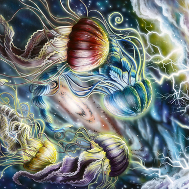 Jellyfish in Space Galaxy - Dakota Daetwiler 500 Jigsaw Puzzle 3D Modell