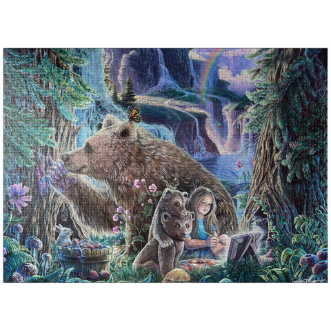 puzzleplate Inner Peace Brown Bears at waterfall - Dakota Daetwiler 1000 Jigsaw Puzzle