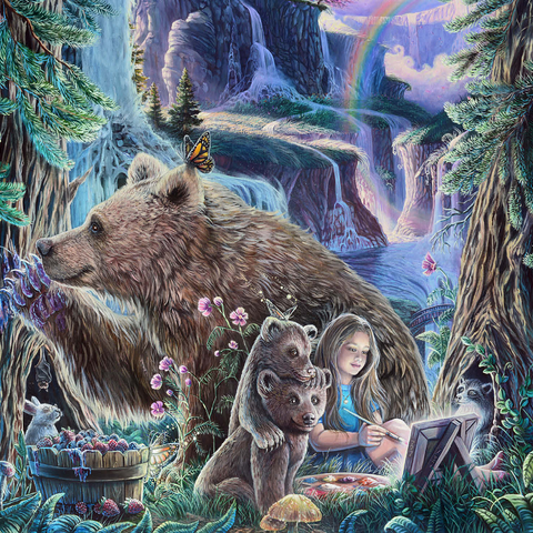 Inner Peace Brown Bears at waterfall - Dakota Daetwiler 1000 Jigsaw Puzzle 3D Modell